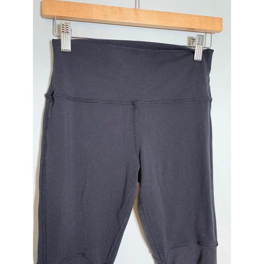 Alo Yoga Goddess Leggings Women Medium Black High Waist‎ Ribbed Scrunched Leg